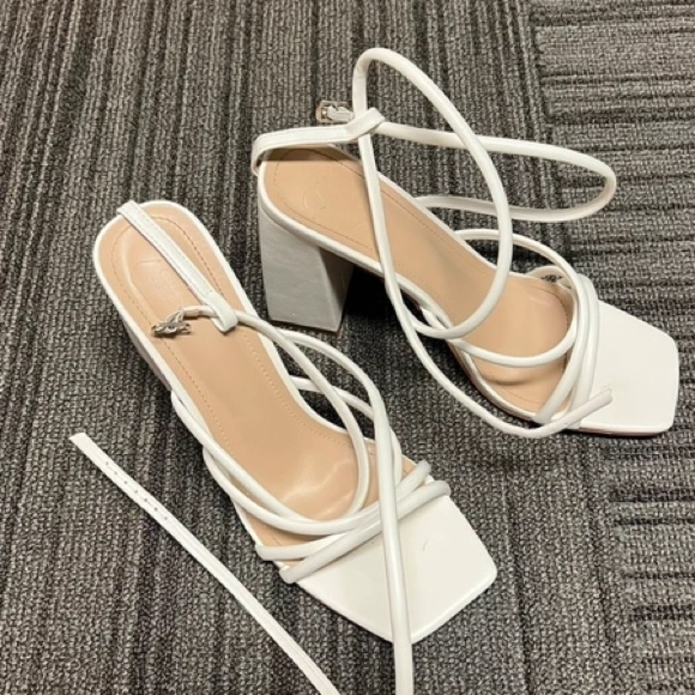 Elegant White Strappy Heels